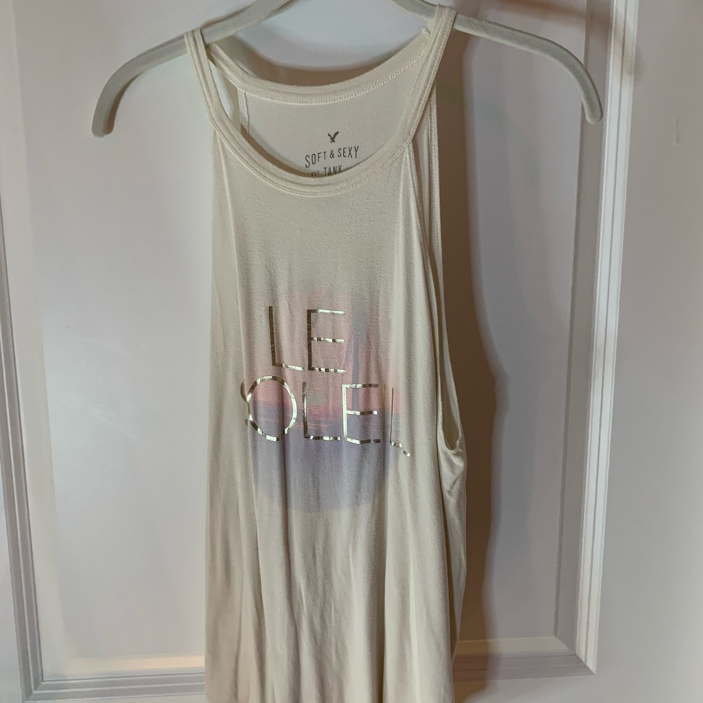 AE soft & sexy cream printed halter tank, flowy size S